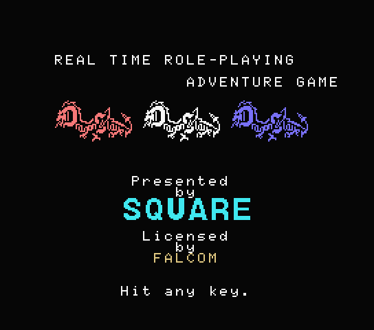 Dragon Slayer title screen for MSX